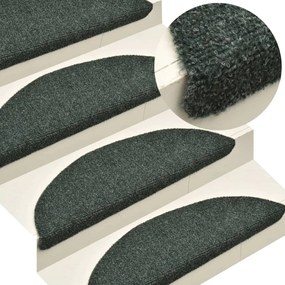 vidaXL Tapetes escada autoadesivos 10 pcs 56x17x3 cm agulhado verde