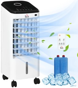HOMCOM Climatizador Refrigerador de Ar Portátil 3,5 L Climatizador Humidificador Ventoinha Temporizador Oscilação 24,5x27x60cm Branco | Aosom Portugal