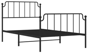 Estrutura de cama com cabeceira e pés 107x203 cm metal preto