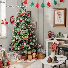Árvore de Natal pré-iluminada de 215 cm com 747 pontas de ramos, 350 luzes LED, 55 pinhas e 55 bagas vermelhas