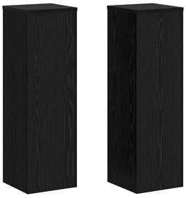 Suportes de Plantas 2 pçs Carvalho Preto 25x25x80 cm Madeira Revestida