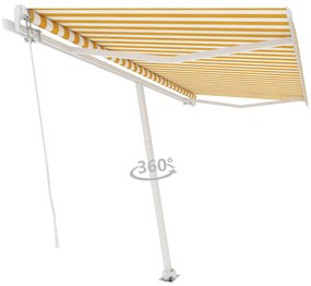 Toldo retrátil manual independente 400x350 cm amarelo e branco