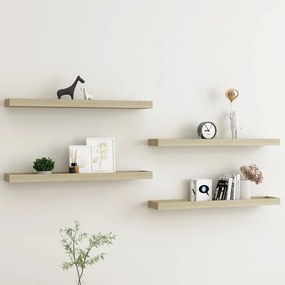 vidaXL Prateleiras de parede Loggia 4 pcs 80x15x4 cm MDF cor carvalho