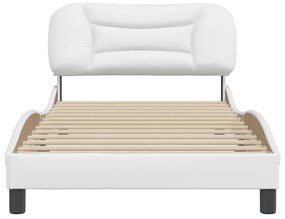 Estrutura cama c/ cabeceira 100x200 cm couro artificial branco