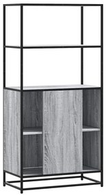 Armário alto 68x35x139 cm madeira e metal cinza sonoma