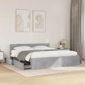 vidaXL Estrutura de cama c/ cabeceira derivados madeira cinza-cimento