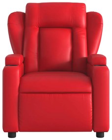Poltrona massagens reclinável elétrica couro artif. vermelho