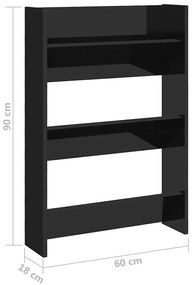 Sapateiras de parede 2pcs derivados de madeira preto brilhante