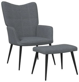 327953 vidaXL Cadeira de descanso com banco tecido cinzento-escuro