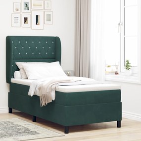 Cabeceira Box com Colchão vidaXL em Verde Escuro - 90x200 cm Veludo