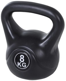 HOMCOM Peso Russo de 8 kg Kettlebell Preenchido de Areia com Punho Largo e Antiderrapante para Trenos em Casa e Ginásio 22x17x24 cm Preto