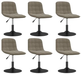 vidaXL Cadeiras de jantar giratórias 6 pcs veludo cinzento-claro