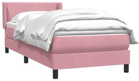 Cama com molas/colchão 100x210 cm veludo rosa