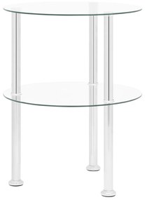 vidaXL Mesa de apoio c/ duas prateleiras 38cm vidro temp. transparente