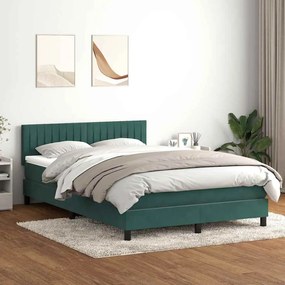 Box Cama primavera com Colchão Verde Escuro 140x210 cm Veludo