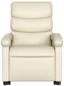 Poltrona reclinável elevatória elétrica couro artificial creme