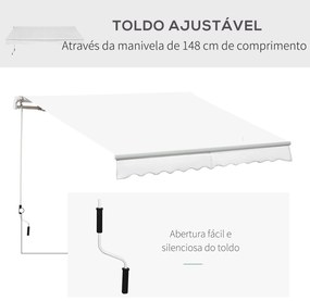 Toldo Manual 3,5x2,5 m de Alumínio Toldo de Varanda Pátio com Manivela