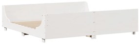 Cama sem colchão 200x200 cm madeira de pinho maciça branco