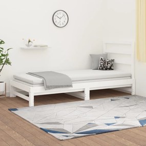 3108303 vidaXL Sofá-cama de puxar 2x(90x200) cm pinho maciço branco
