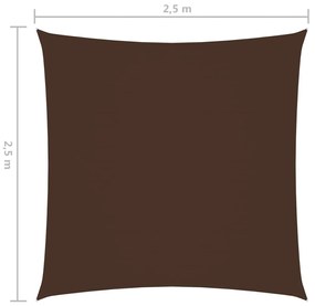 Para-sol estilo vela tecido oxford quadrado 2,5x2,5 m castanho