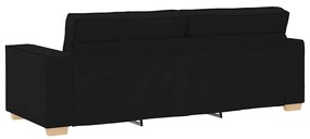 Sofá de 3 lugares preto 180 cm tecido