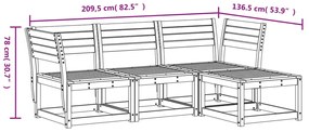 4 pcs conjunto lounge de jardim madeira de pinho maciça