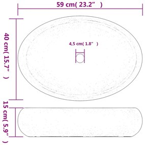 Lavatório de bancada oval 59x40x15 cm cerâmica cor de areia