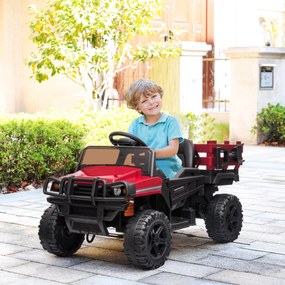 HOMCOM Carro elétrico para crianças acima de 3 anos SUV com 2 motores controle remoto Bateria recarregável de 2,4 GHz 120x67x65 cm Vermelho