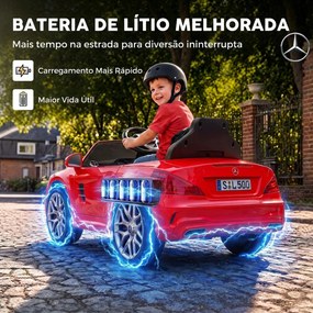 Carro Elétrico Infantil Mercedes-Benz SL500 12V Vermelho com Comando à Distância, 2 Motores e Suspensão