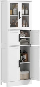 Móvel de Casa de Banho, 60 x 30 x 170 cm, Prateleiras Ajustáveis, Branco
