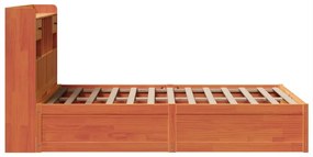 Cama sem colchão 135x190 cm madeira pinho maciça castanho-mel
