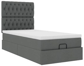 Estrutura cama otomana colchão 90x190 cm tecido cinzento escuro
