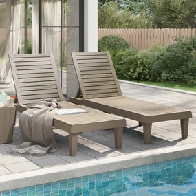 vidaXL Espreguiçadeira 2 pcs 155x58x83 cm polipropileno castanho-claro