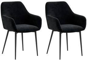 HOMCOM Conjunto 2 Cadeiras para Sala de Jantar Modernas com Braços Assento Estofado e Pernas de Aço 54x57x80 cm Preto | Aosom Portugal