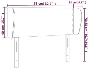 Cabeceira de cama c/ abas tecido 83x23x78/88 cm cinzento-escuro