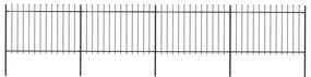 vidaXL Cerca de jardim com topo em forma de lança em aço 714,5x120 cm, preta