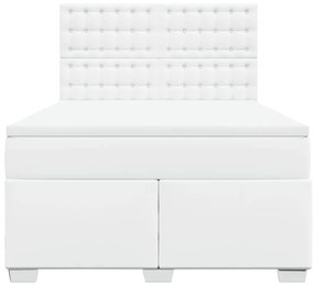 Cama com molas/colchão 140x190 cm couro artificial branco