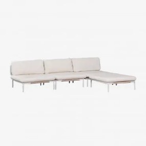 Sofá Modular De Jardim De 3 Peças E Puff Em Aço Roubly Beige De Amêndoa - Sklum