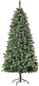 Árvore de Natal artificial com efeito nevado, 180 cm de altura, 50 pinhas, 718 ramos com agulhas, imitação de Nordmann, muito realista