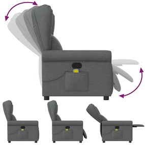 Poltrona de massagens reclinável tecido cinzento-escuro
