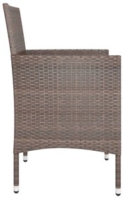 4 pcs conjunto de cadeiras e bancos de jardim vime PE castanho