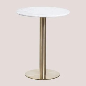 Mesa De Bar Redonda Em Mármore Cosmopolitan Branco & Ø60 Cm & Ouro Champagne - Sklum