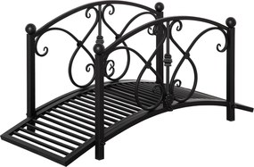 Outsunny Ponte de jardim em metal decoração de jardim com guarda-corpos laterais carga máxima 150 kg 102 x 48 x 49 cm preto | Aosom Portugal