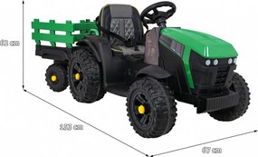Trator elétrico para Crianças 12V Titanium Com reboque, Rodas EVA,	Assento de imitação couro Verde