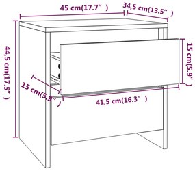 Mesas cabeceira 2 pcs 45x34,5x44,5 cm aglomer. carvalho fumado