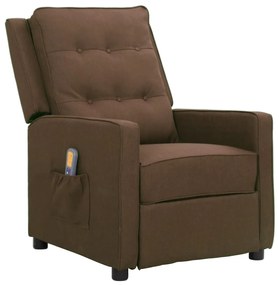 vidaXL Poltrona de massagens reclinável tecido castanho