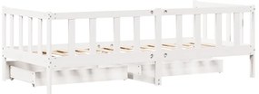 Sofá-cama c/ gavetas 90x200cm madeira de pinho maciça branco