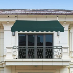 Toldo Exterior Terraço varanda 200 x 125 cm  Altura Ajustável 2-3 m com Manivela e Resistente às Intempéries Verde