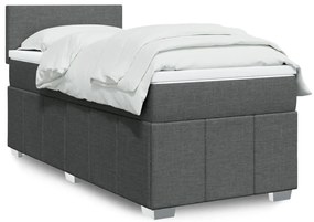 Cama com molas/colchão 90x200 cm tecido cinzento-escuro