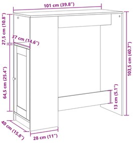 Mesa de bar c/ prateleiras derivados de madeira cinzento sonoma